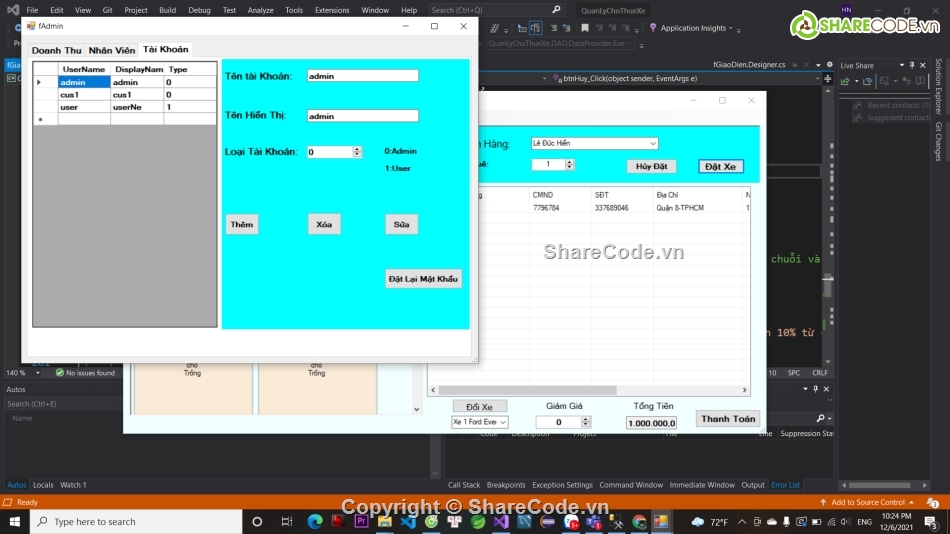 C# quan ly,do an winform,C# quản lý đặt xe,Code đặt xe C#,Code Phần Mềm Quản Lý